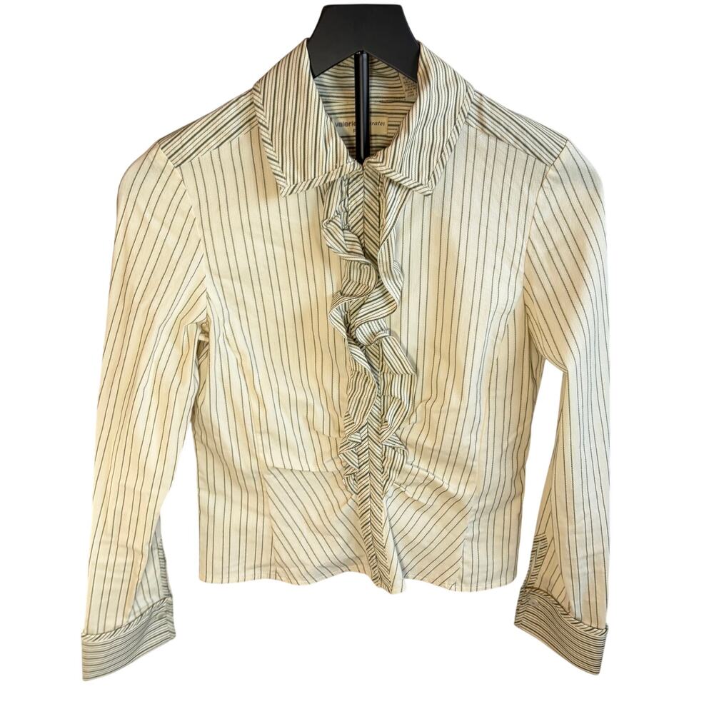 VTG Valerie separates petite cream ruffle front blouse.  Size PS. western, 80s